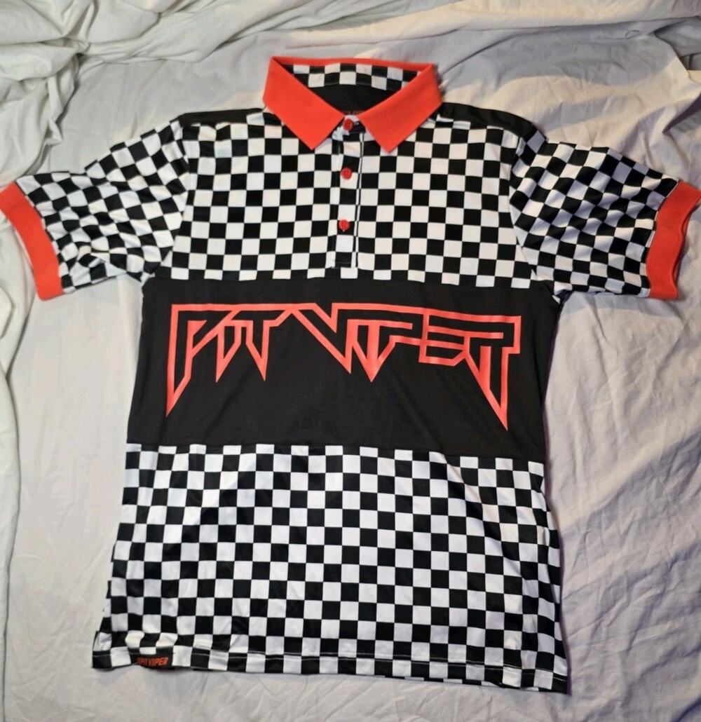 Nwt Pit Viper Polo Shirt Mens Xs Multicolor Checkered Racing Graphic
